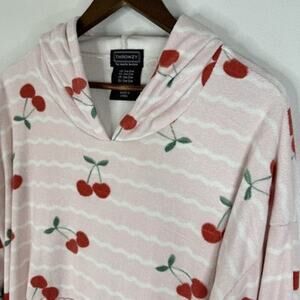 Throwzy Marlo Lorenz Cherry Hooded Blanket Womens One Size Pink Fleece